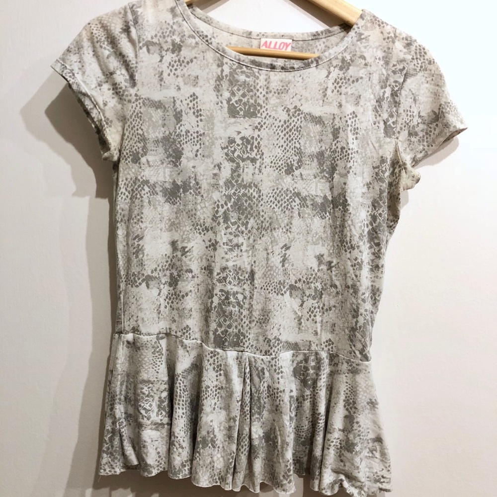 Alloy Grey Printed Peplum Top